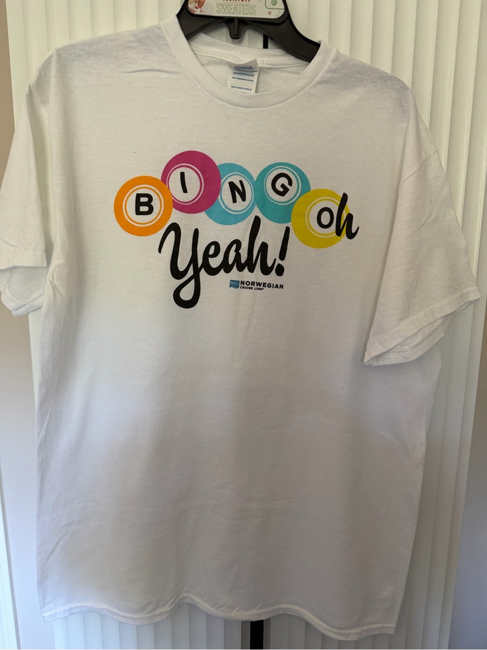 Norwegian Cruise Line BING”oh”Yeah! White T-shirt. Size Large